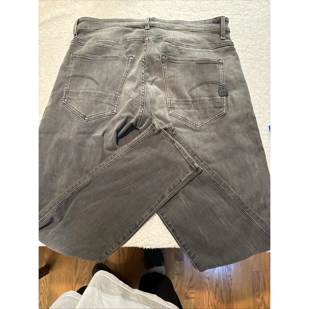 G Star RAW Jeans Men's Gray D-Staq 5 Pocket Skinny Fit Stretch Distressed 34x32
